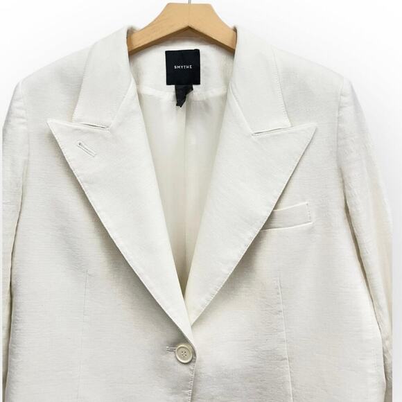 SMYTHE Single Button Linen Blend 90's Blazer in Soft White size Large - Picture 4 of 9